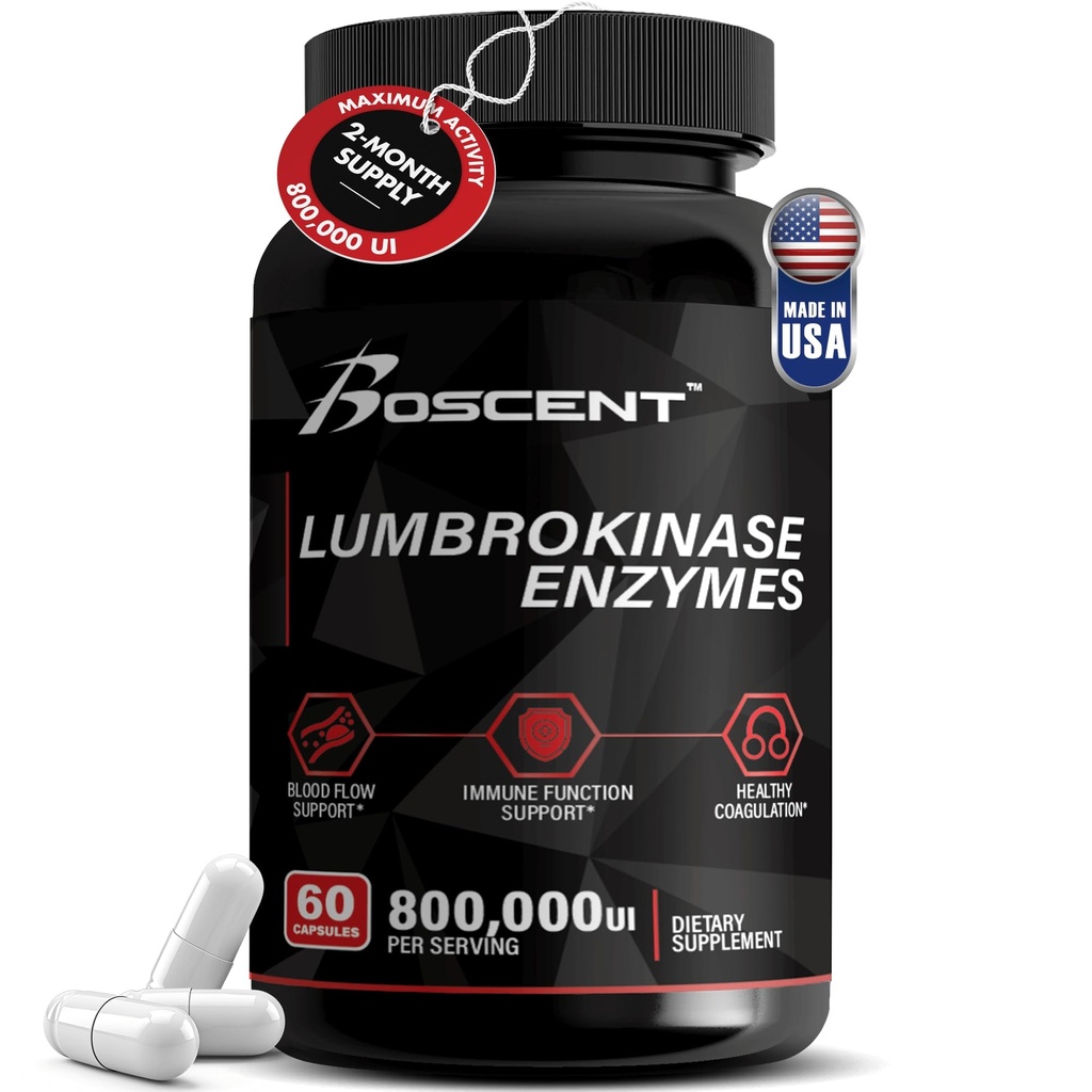 Lumbrokinase Supplemento 40mg (60 capsule) - Attività massima 800.000 UI - Pure Lumbrokinase enzimi digestivi, meglio che serrapeptasi Nattokinase Supplemento, Lab Tested, Non OGM