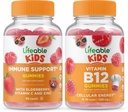 Sostegno Immune Lifeable Kids + Vitamina B12 Bambini, Gummies Bundle - Grande Degustazione, Integratore di Vitamina, Senza Glutine, OGM Free, Gomma Chewable