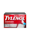 Tylenol Extra Strength Acetaminophen Rapid Release Gel, Riduttore di dolore ad alta resistenza & Fever, Gelcaps con fori a Laser-Drilled, Acetaminophen da 500 mg, 50 ct