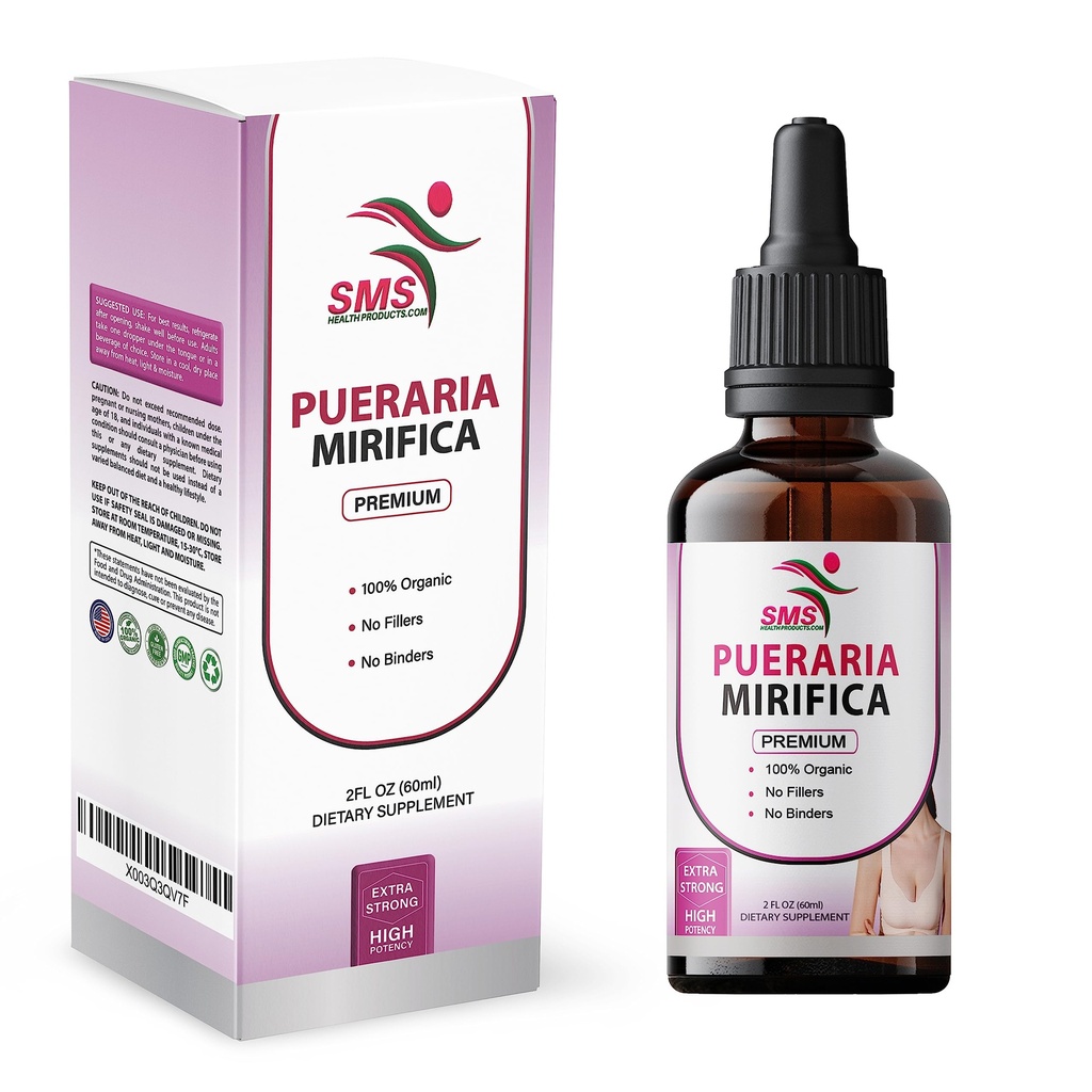 Pueraria Mirifica Drops | Grado Premium | Estratto di liquido di erbe | Non OGM, Organico, Vegan, Alcol Free Tincture | 2 Fl Oz (60ml)