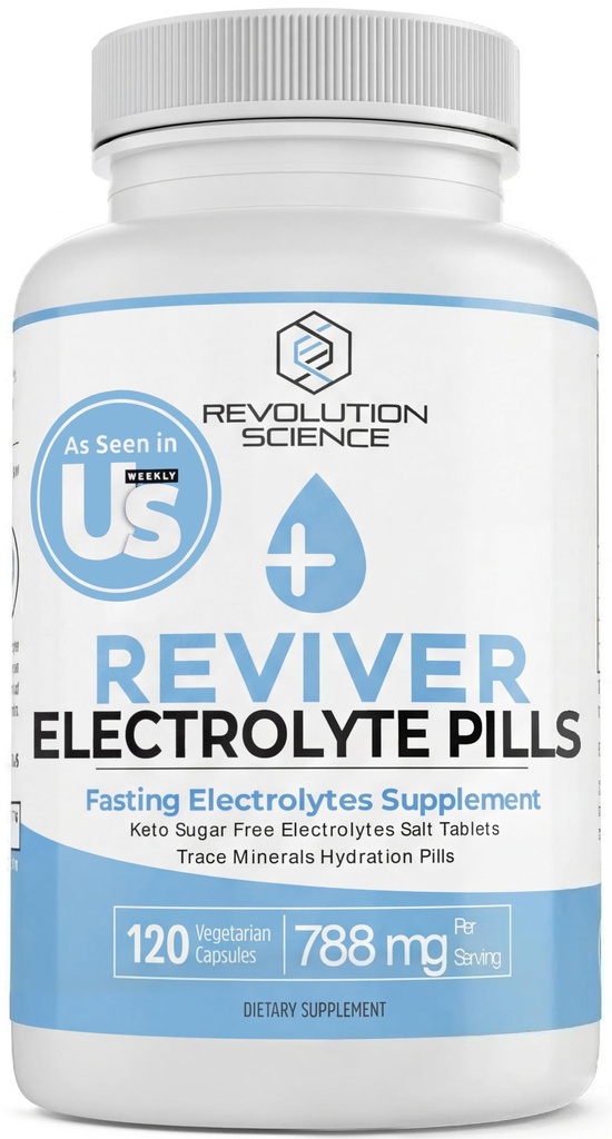 Pillole di assorbimento superiore REVIVER - Compresse di sale per Runners & Fasting Electrolytes Supplement, Pillole di sale senza zucchero per l'idratazione, difesa della gru, supporto di Keto 120, capsule di elettrolita