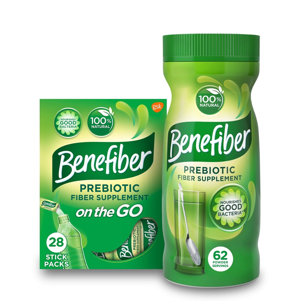 Benefiber Daily Prebiotic Fiber Supplement Powder Stick Packs, 28 Sticks, 3.92 Ounces Ogni e Benefiber Daily Prebiotic Dietary Fiber Supplement Powder, 62 Servings / 8.7 Ounces