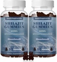 Shilajit Gummies 600mg, Shilajit Supplemento con Trace Minerals & Acido Fulvico per l'energia e l'immunità Supporto, Organic Shilajit Resina per uomini e donne, Vegan, 60 Gummies (2 Confezione)