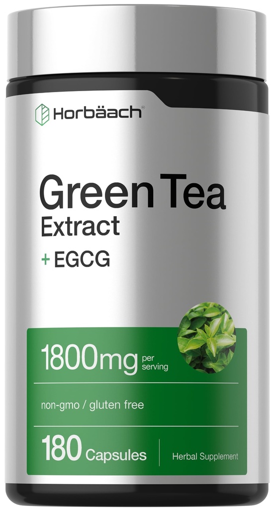 Horbäach EGCG Green Tea Extract pillole | 180 capsule | Max Potency | Non-GMO & Gluten Integratore gratuito