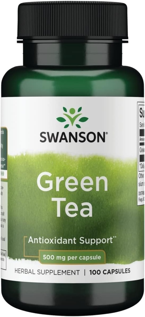 Estratto di tè verde Swanson supplemento - Antiossidante ricco - 500 MG polvere di foglia di tè verde - 100 capsule