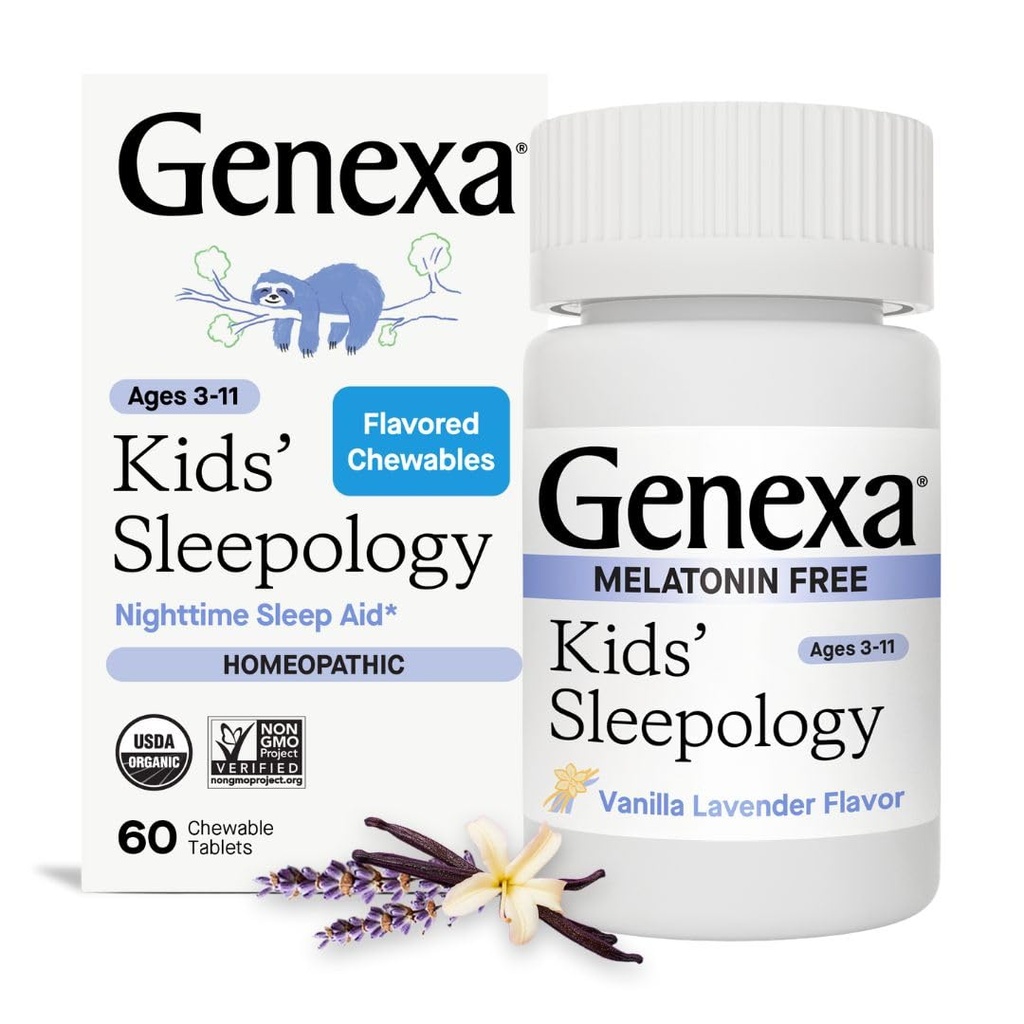 Genexa Sleepology for Children – 60 compresse | Certificato Organico & Non OGM, Melatonin-Free, Physician Formulato, Omeopatico | Sleep Aid for Children