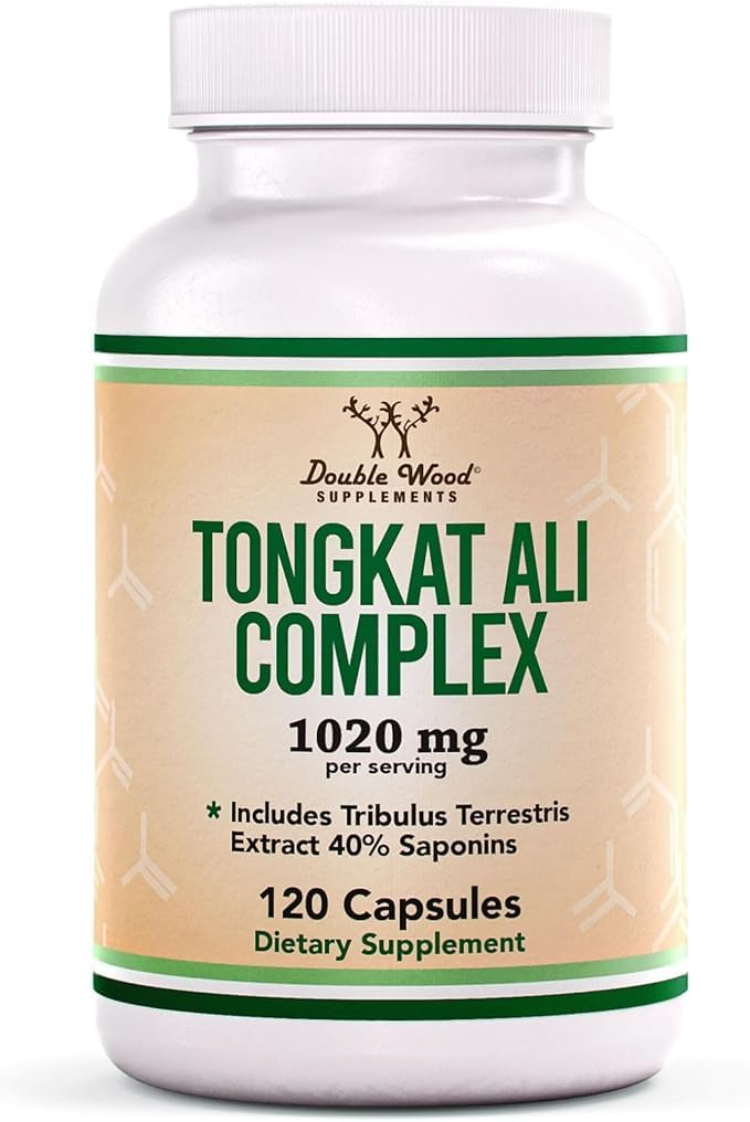 Tongkat Ali - 1000mg (2 Mesi di Alimentazione) - Salute degli uomini - 200:1 Estratto di Eurycoma Longifolia, con 20mg Tribulus Terrestris (Third Party Tested) di Double Wood