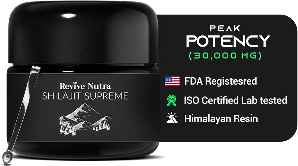 Shilajit per uomini e donne - alta potenza Himalayan Shilajit Resina, 90 giorni Sundried in un vaccum, 85+ Trace Minerals & Fulvic Acid, Lab Tested - Proven for Energy Boost | Supporto immunitario, 30g