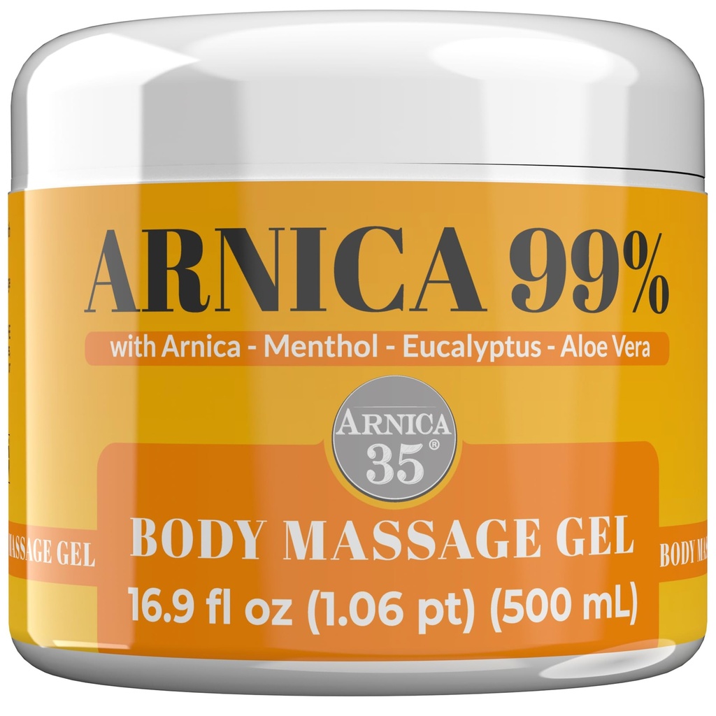 Arnica 35 - Gel Arnica per Bruising Extra Strong 98% 16.9 Fl Oz, Massaggio di Muscoli e Giunti, Formula naturale e Dermatologicamente Testata - Made in Italy