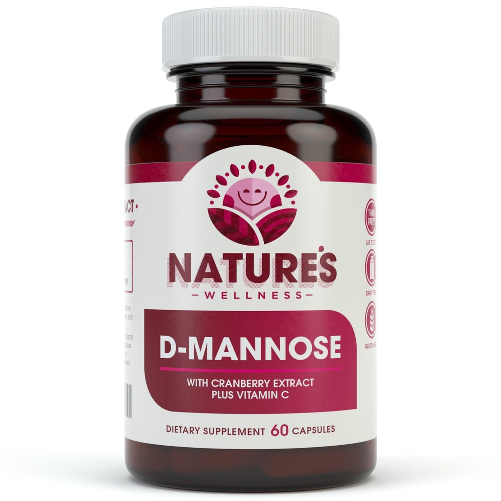 D MANNOSE con estratto di mirtillo e vitamina C - Tratto urinario UT Cleanse & Bladder Health - Protegge contro le infezioni del tratto urinario UTI - Natural Healthy Flush & Detox Impurities | 60 Veg Capsule