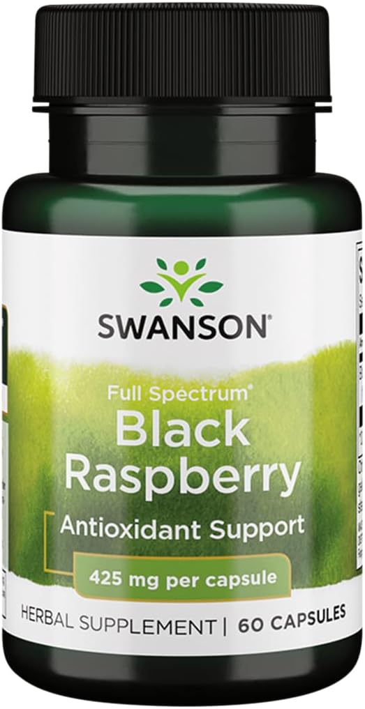 Swanson Black Raspberry - Supplemento di erbe Promozione del supporto benessere generale - Fonte naturale di Flavonoidi & Vitamina C - (60 capsule, 425mg ciascuno)