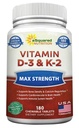 aSquared Nutrition Vitamin D3 con K2 Supplement-180 Compresse masticabili, Max Strength D-3 Cholecalciferol & K-2 MK7 per sostenere le ossa sane, denti, cuore -antiossidante D3 & K2 MK-7 Energy Formula Adulti