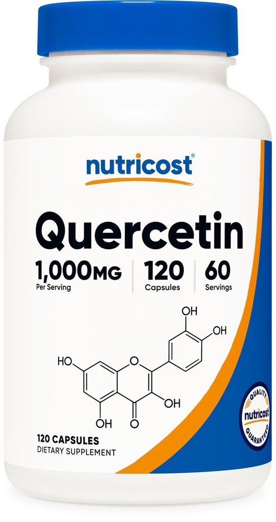 Nutricost Quercetin 1000mg, 120 Capsule - Capsule Vegetariani, 60 Serve, 500mg Per Capsule, Non OGM, Gluten Free
