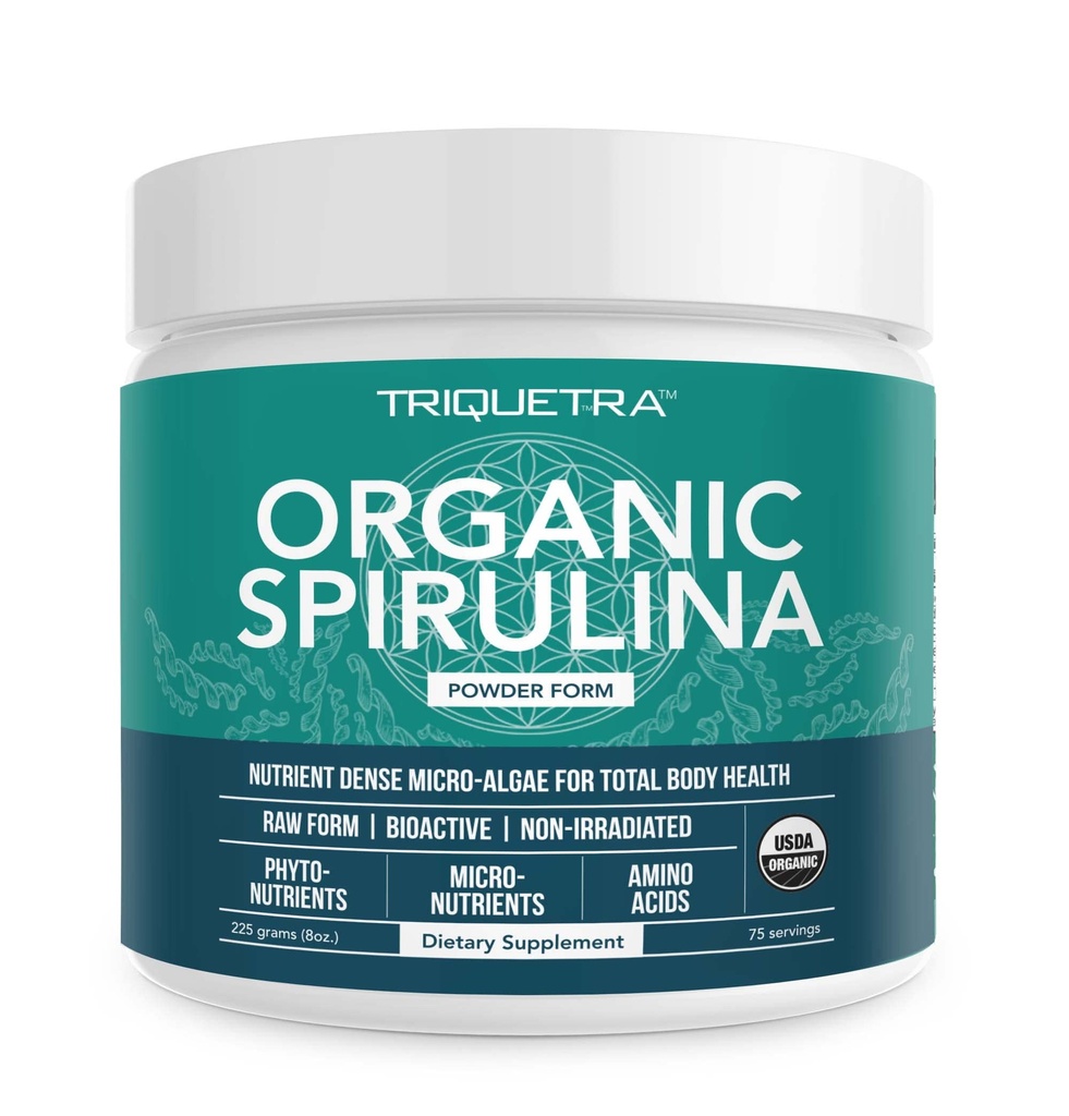 Polvere di Spirulina Organica – Realizzata con Parry® Spirulina, conosciuta per la purezza superiore e la densità nutriente – Vegan Farming – Non Irradiato – Blue-Green Algae Superfood Supplement – 75 Servings – 8 oz