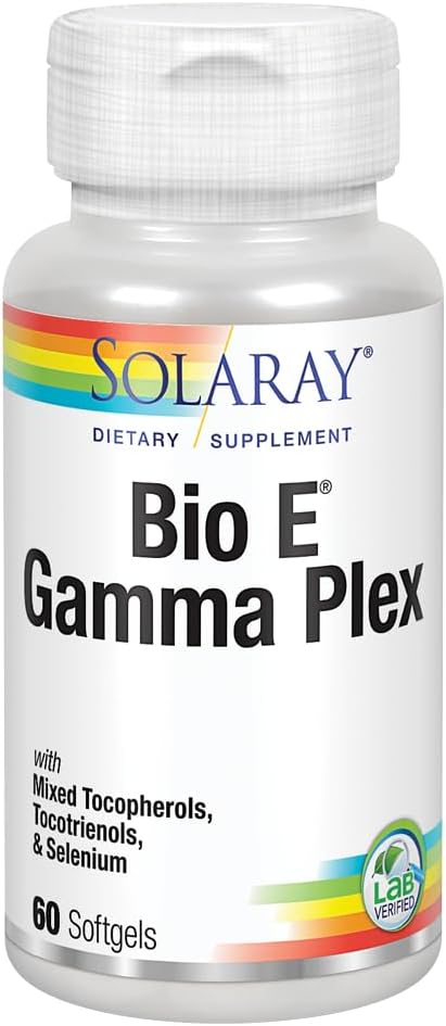 SOLARAY Bio E Gamma Plex | Vitamina E con miscela tocoferolo naturale per il supporto antiossidante sano | 60 Softgels, 30 Serv