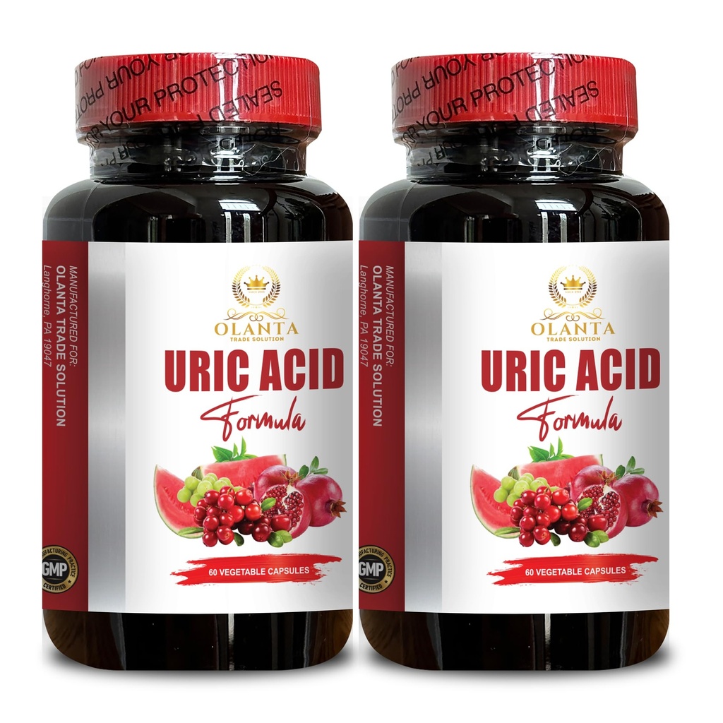 Acido URIC - Supporto del tratto urinario, Formula erbacea avanzata, Ciliegia di Tart, Estratto di Celery, Turmerico, equilibrio acido urico, salute comune - 2 bottiglie 120 capsule