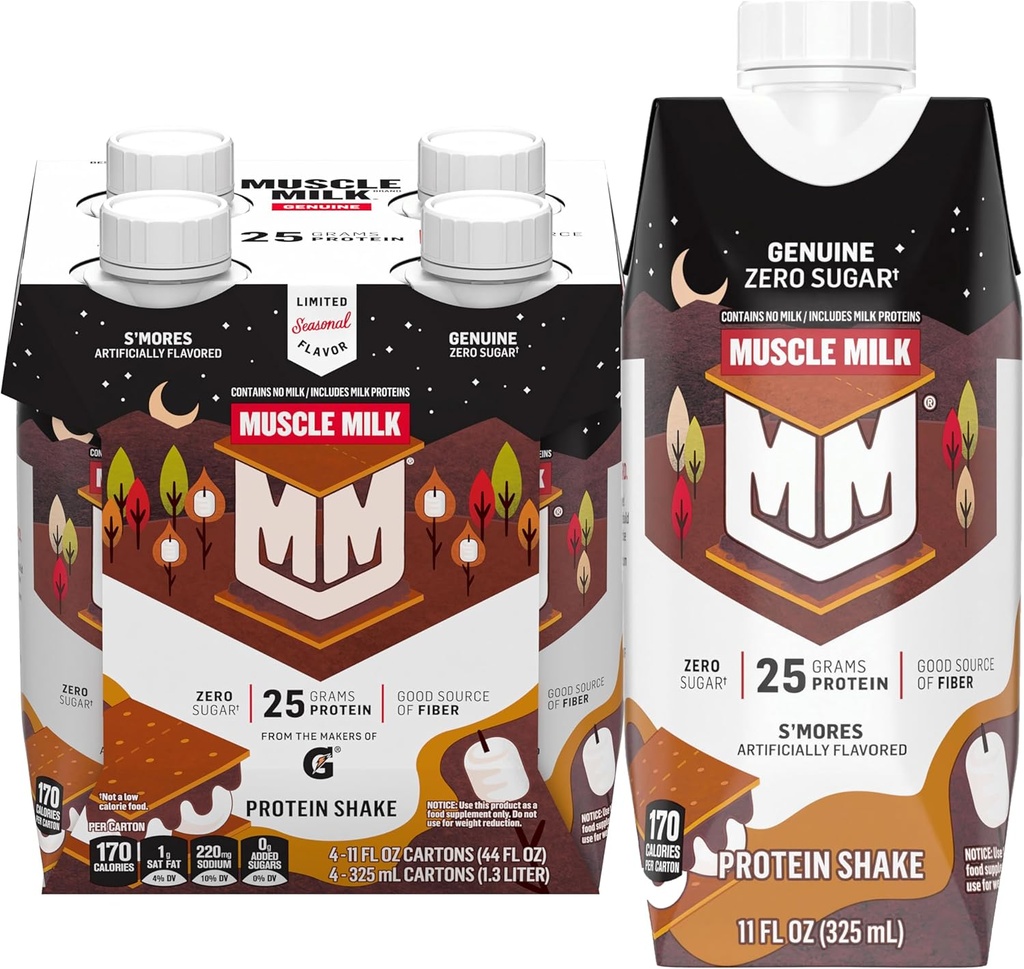 Crema proteica genuina del latte del muscolo,S'mores, 25g Protein, 11 Fl Oz (Pack of 4)