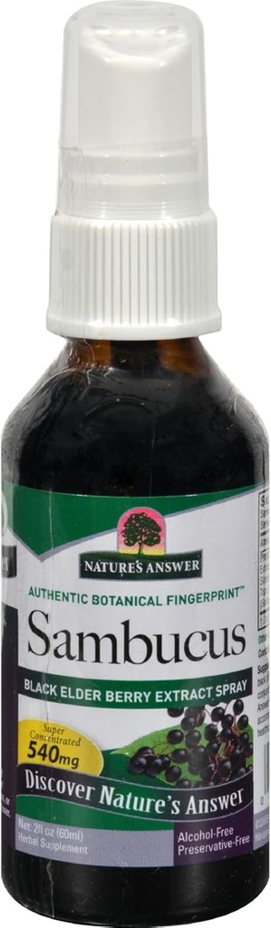 Risposta della natura Sambucus Syrup Extract Spray 2 Fluid Ounces | Booster immunitario sul Go | Travel Friendly | Rich in Antiossidanti | Supporto immunitario naturale