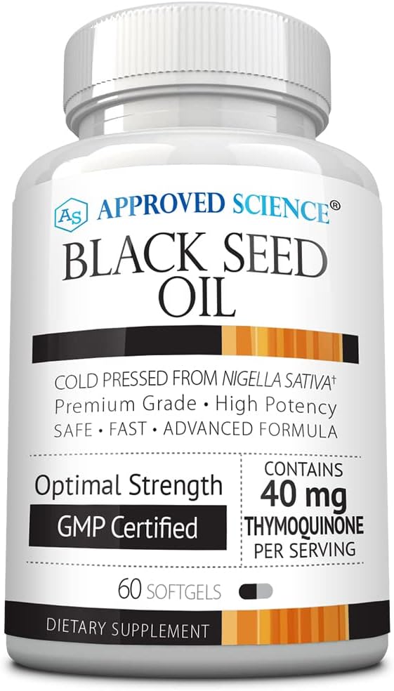 Approved Science Black Seed Oil - Pressato a freddo Nigella Sativa - Boost Immunity, Respiratory, Cognitive and Digestive Health - 2% Thymoquinone - 1 Bottiglia - 60 Softgels - Made in the USA