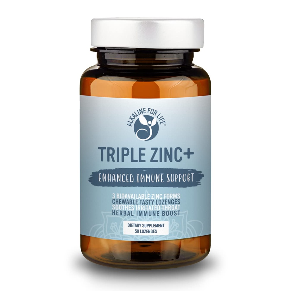 Triple Zinc Lozenges - 3 forme di zinco biodisponibile Glycinate, Citrato di zinco, Aspartato di zinco - Supplemento di supporto immunitario di zinco Echinacea, Elm slippery, OPC, Vitamina C, Miele di Sucanat