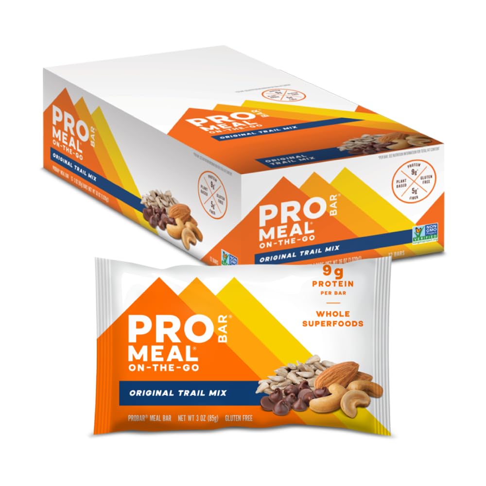 PROBAR - MEAL Bar, Original Trail Mix, Non OGM, Gluten-Free, Healthy, Plant-Based, Whole-Food Ingredients, Natural Energy (12 Conte)