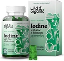 Wild & Organic Iodine Gummies 250mcg - Immune Support Complex w/Potassium Iodide - Selenium Zinc Iodine Supplemento per Immunità & Assistenza complessiva - 60 Vegan, Pectin-Based Gummies