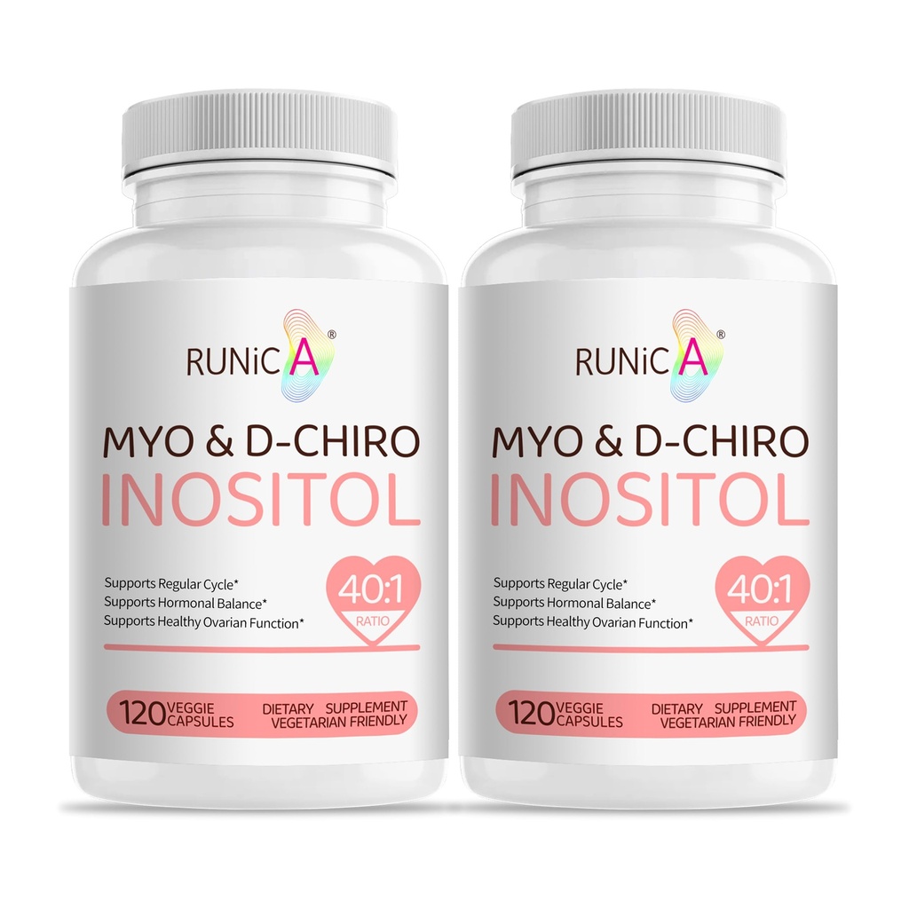 Myo-Inositol & D-Chiro Inositol Supplemento per le donne - Rapporto ideale 40:1 - Sostenere l'equilibrio dell'ormone delle donne & fertilità & salute ovarica - Vegan Powder Capsules - alimentazione di 60 giorni