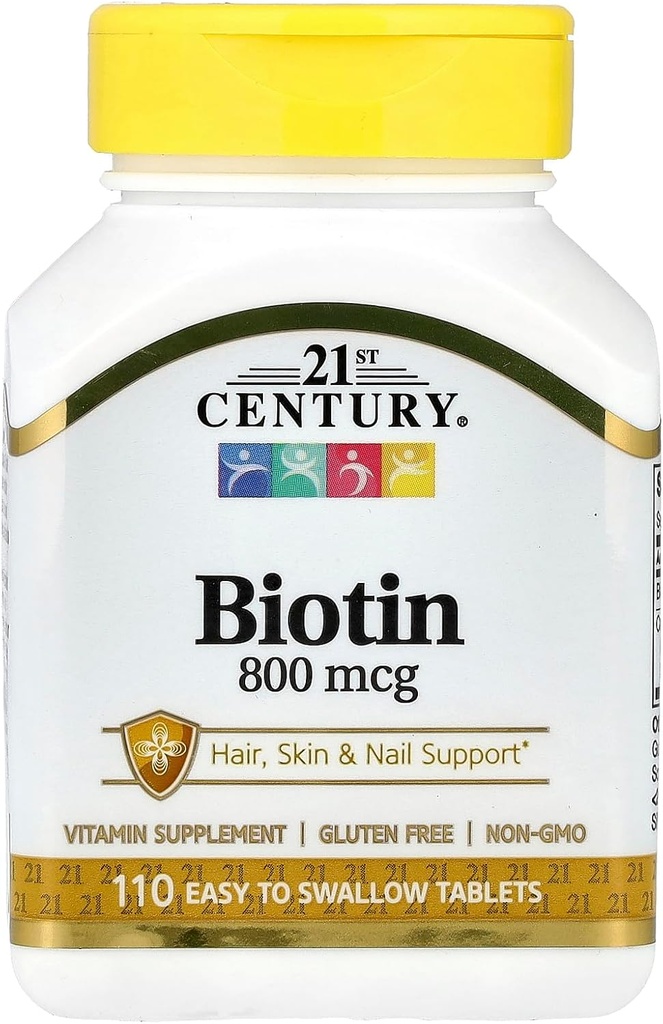 21st Century Biotin Tablets, 800 mcg, 110 Conte (Pack of 3)