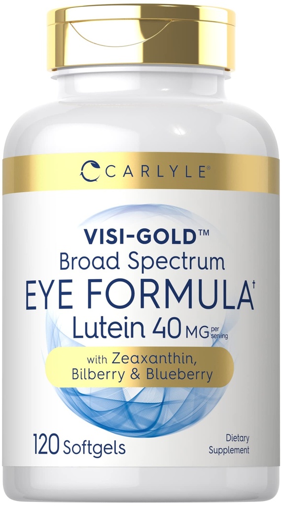 Carlyle Eye Health Supplement | 120 Softgels | con Lutein 40mg, Zeaxanthin, Bilberry e Blueberry | Broad Spectrum Eye Support Vitamins | Non-GMO, Gluten Free Formula