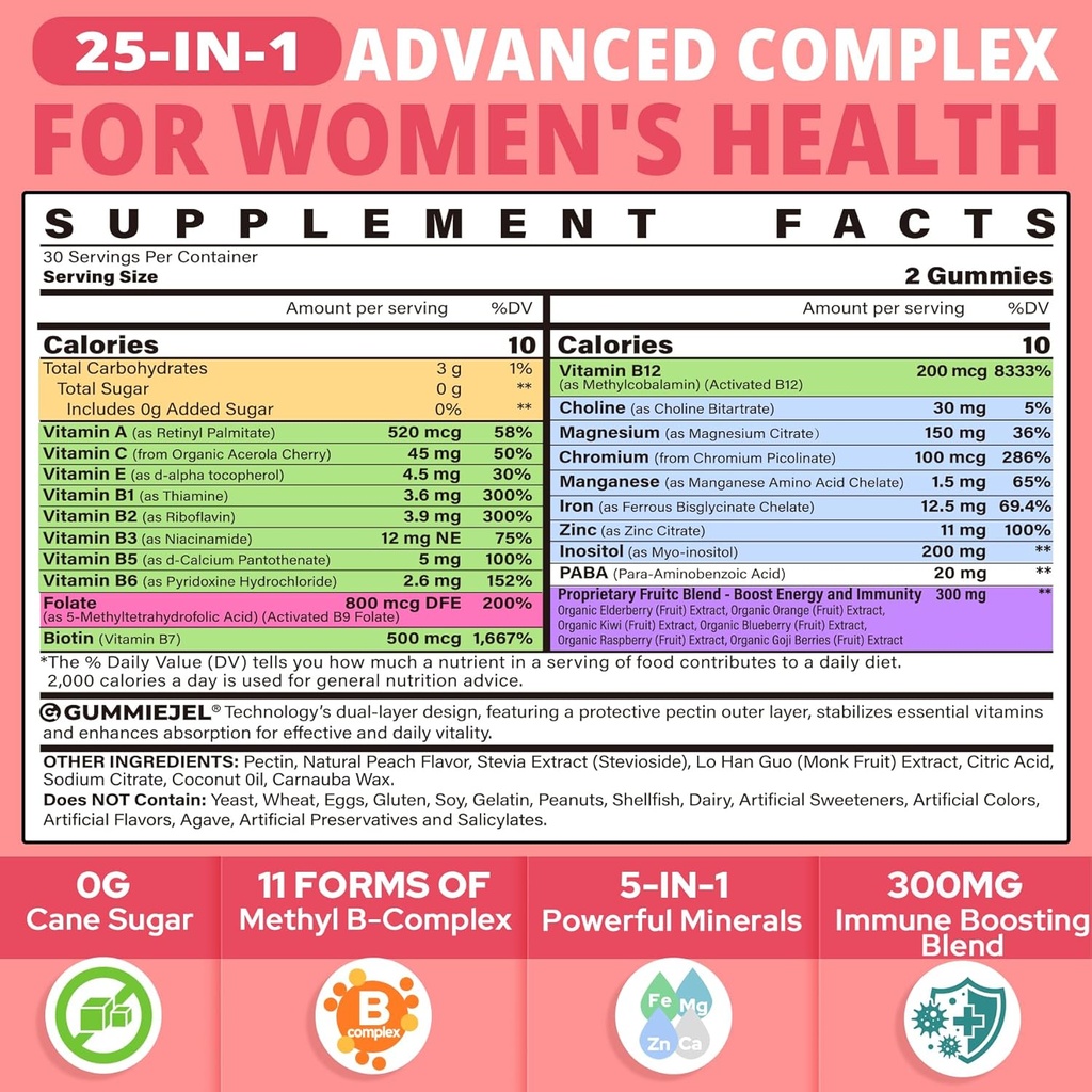 Gummie complesse di vitamina B per le donne