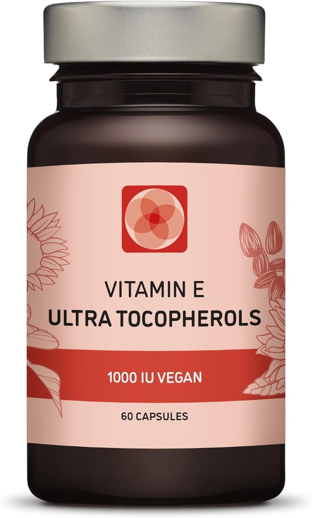 Vitamina E 1000 IU Ultra Tocopherol 450mg Vitamina E Vegan – Tutti 4 Tocoferoli - Alfa Tocoferolo + Beta Tocoferolo + Gamma Tocoferolo + Delta Tocoferolo– Unique d Alpha (180)