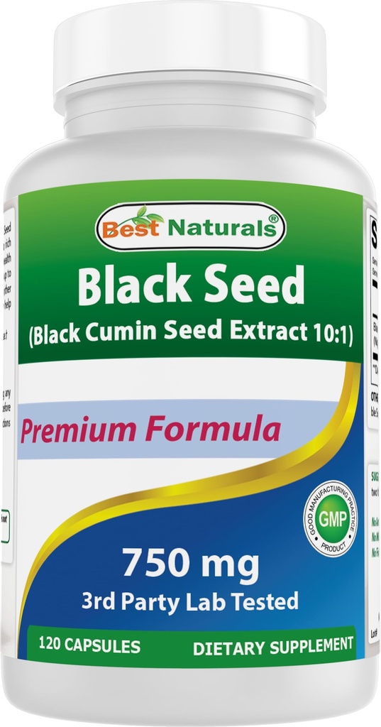 Best Naturals Black Seed (Black Cumin Seed Extract 10:1) 750 mg Per Serving- 120 capsule
