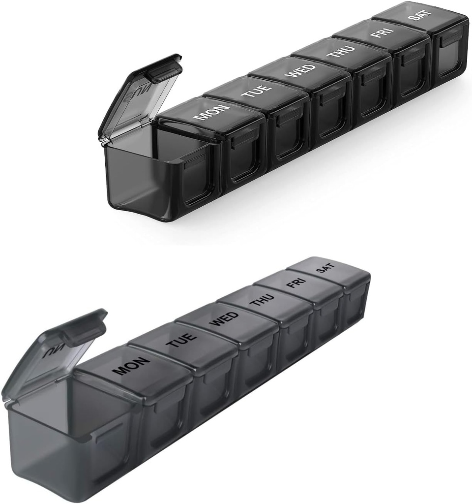 2 Pack Extra Large Pill Organizer, Sukuos Case Pillola Settimanale con Lid Clear, Artrite Friendly Medicine Organizer per Pills/Vitamin/Fish Oil/Supplements, BPA Free, Facile da pulire