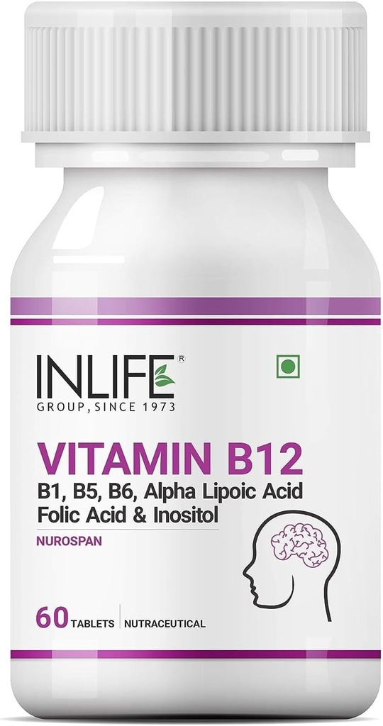 Vitamina B12 con B1, B5, B6, acido alfa lipoico ALA, acido folico, integratori di inositolo - 60