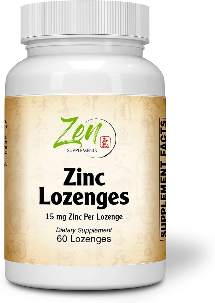 Integratori Zen - Zinc Lozenges 15 Mg Supporto Immune Integratore Antiossidante & Great Tasting Zinc 60-Lozenge