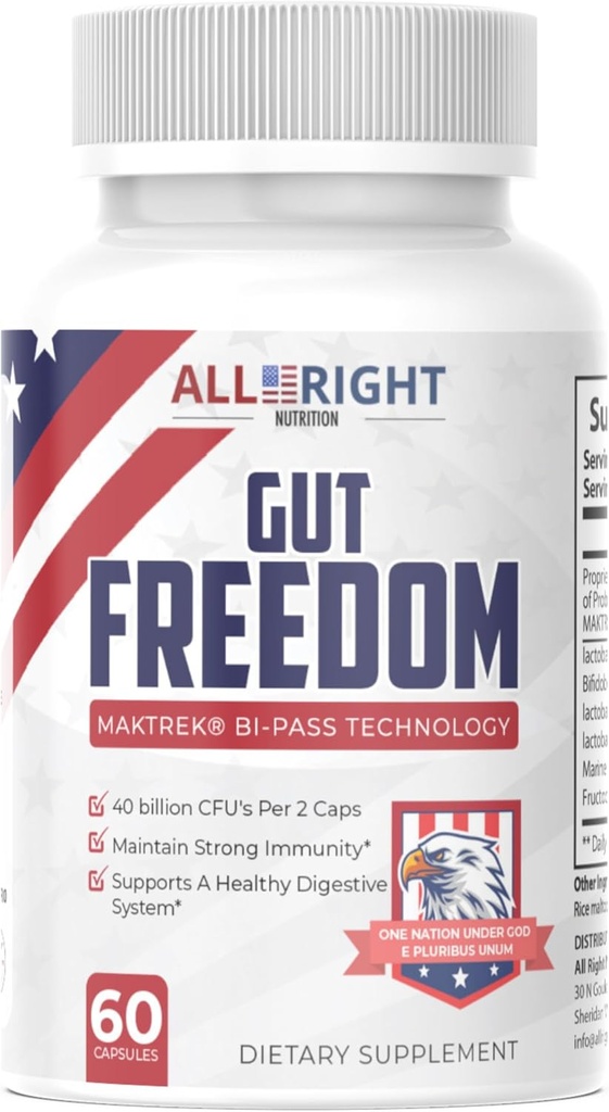 Gut Freedom - Probiotico per Gut Health - 40 miliardi di CFU - 60 capsule