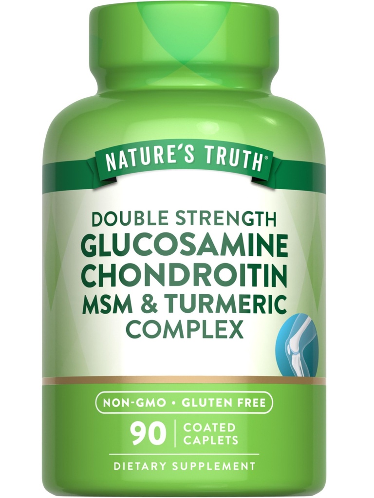 Verità della natura Glucosamine Chondroitin MSM Complex | 90 Caplets | con Turmeric | Doppio Forza | Non-GMO & Gluten Supplemento gratuito
