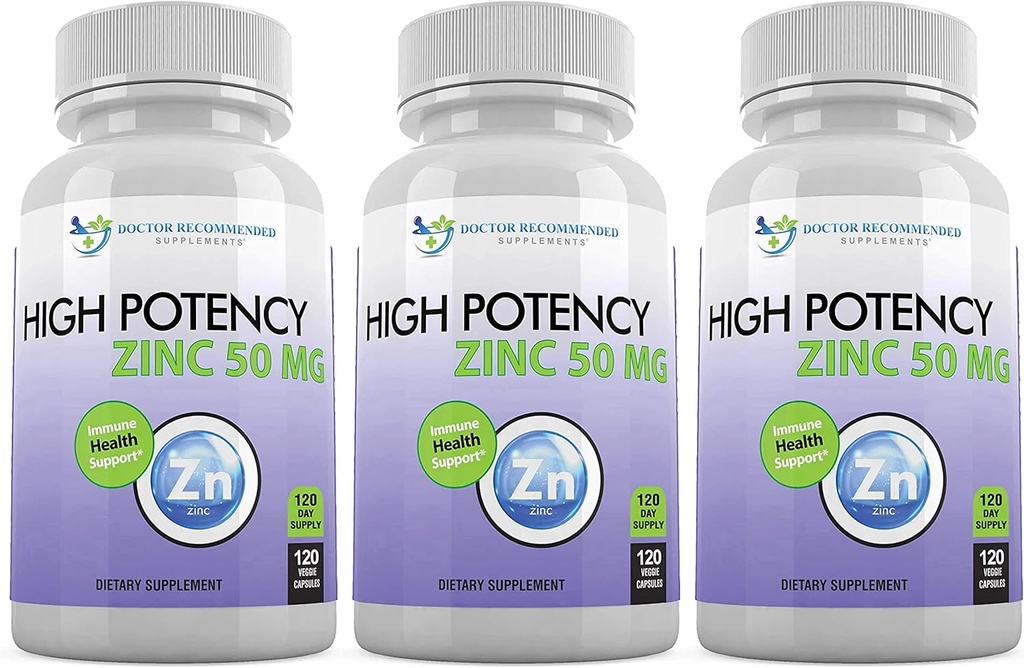Zinc 50mg - Zinc Picolinate Immune Health Support Supplemento 360 Veggie Capsule per Adulti e Bambini Vitamina, Ben assorbito Alta Potenza Pure Zinc Supplementi - 50mg Per Serving
