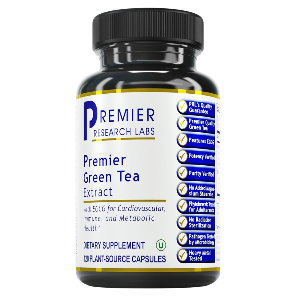 Premier Research Labs Premier Green Tea Extract - Green Tea Capsules, Pillole Green Tea Extract, Green Tea Supplement con ECGC, Camellia Sinensis, Pure, Vegan Friendly - 120 Capsule Vegetariani