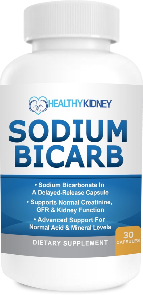 Sodio Bicarbonato 650 Mg Tablets - Rilascio ritardato per la funzione normale del rene - Cuocere Soda Tablets, Sodio Pills, Bicarbonato De Sodio para Tomar, Bicarbonato di Soda - 30 capsule