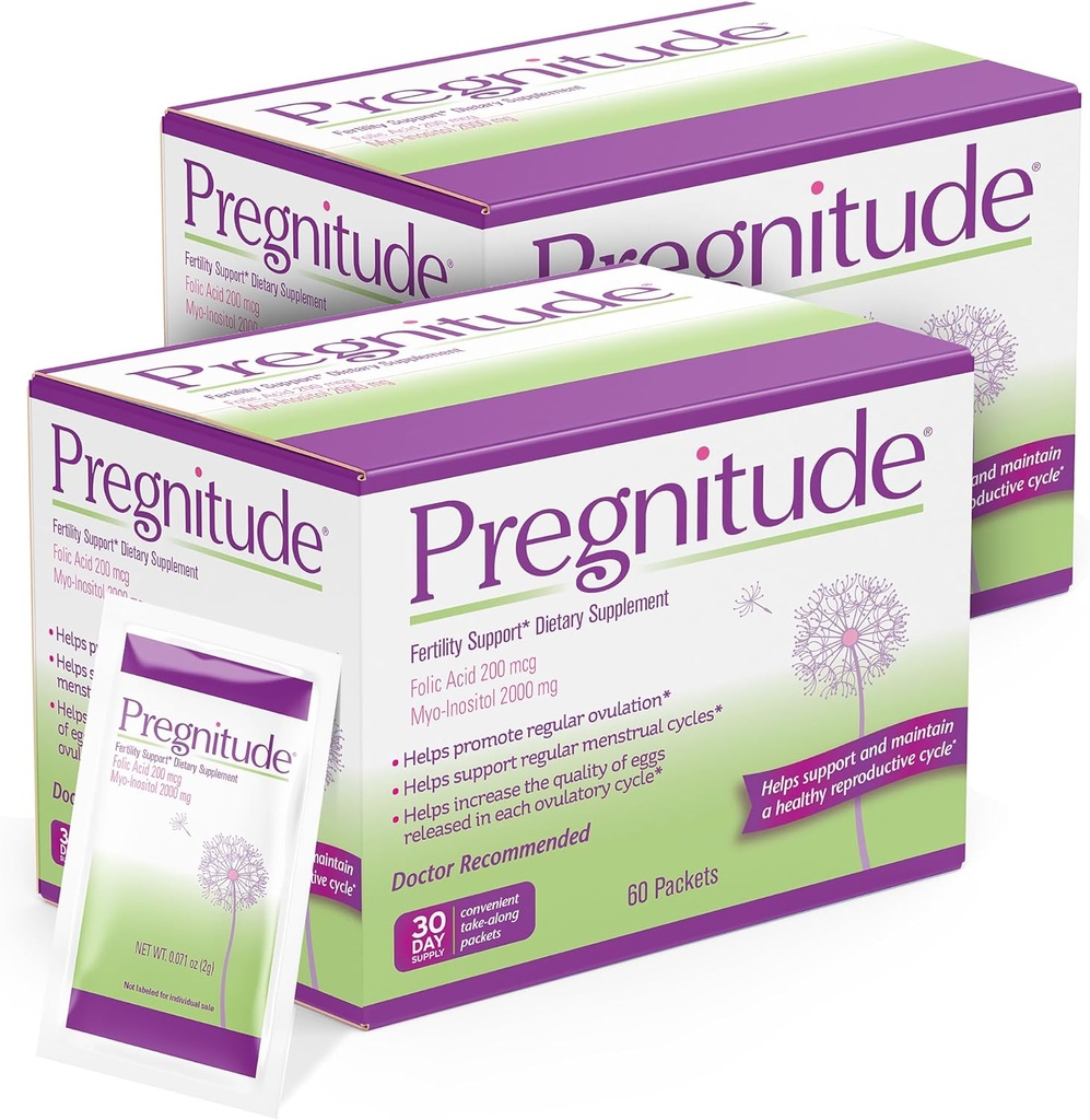 Pregnitudine Supporto per fertilità riproduttiva - aiuta a promuovere l'ovulazione regolare - Cicli mestruali, e aumentare la qualità delle uova - 60 giorni di alimentazione 120 pacchetti