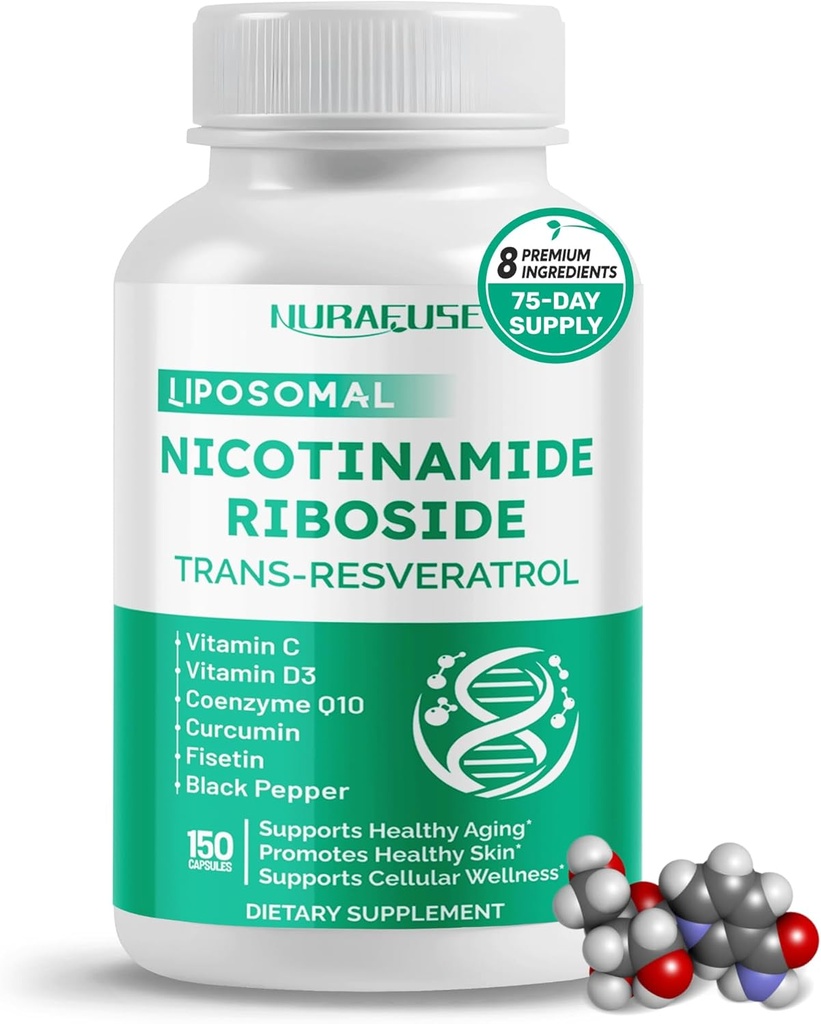 Liposomal Nicotinamide Riboside Trans-Resveratrolo Coenzyme Q10 Vitamina C - Supporta l'invecchiamento sano, la pelle- Supporta l'invecchiamento sano, promuove la pelle sana- fatto e testato negli Stati Uniti