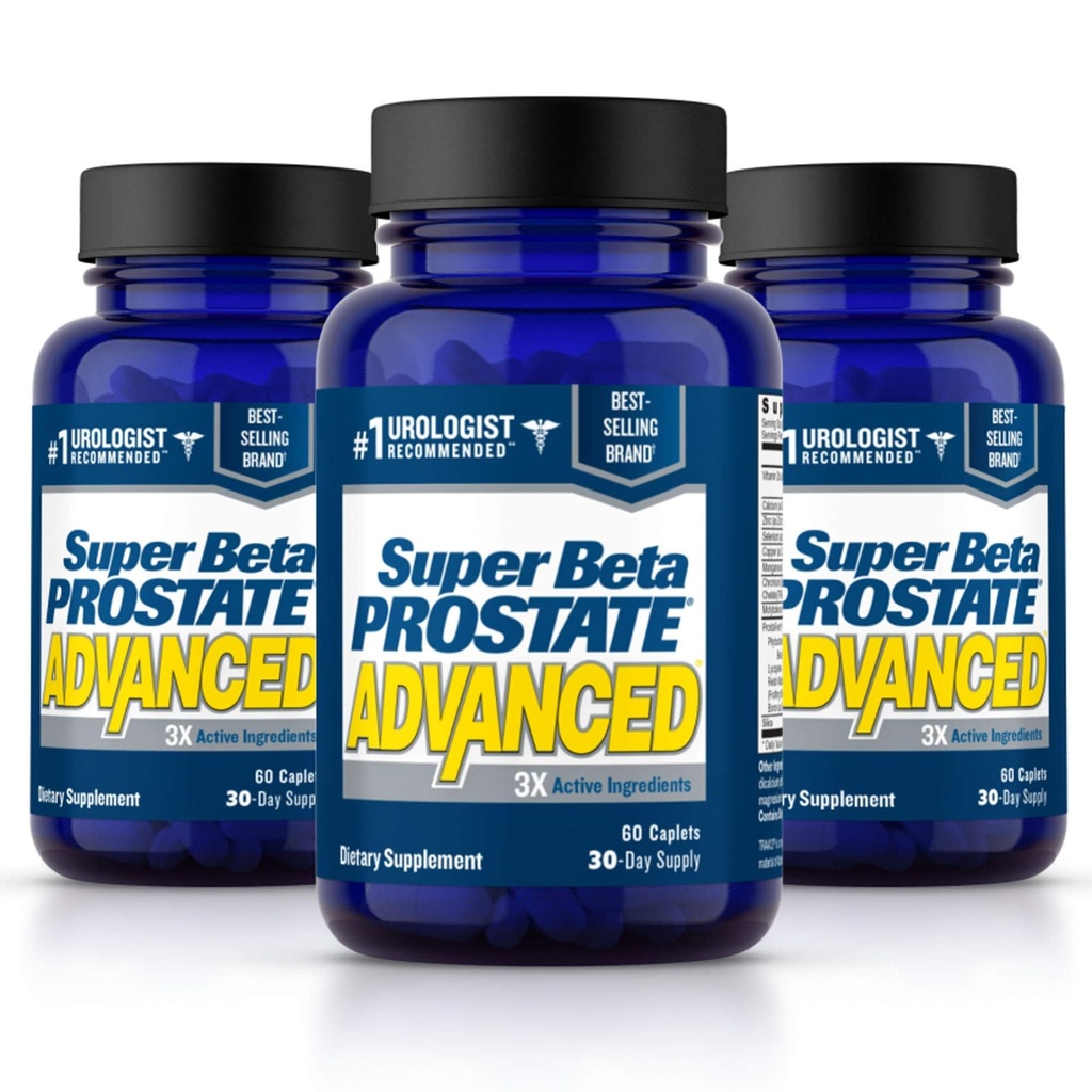 SUPER BETA PROSTATE Avanzato – Ridurre i viaggi da bagno, Promuovere il sonno, Supporta la vescica svuotamento. Supplemento alla prostata per gli uomini con Beta Sitosterol, non Saw Palmetto (180 Caplets, 3-Pack)