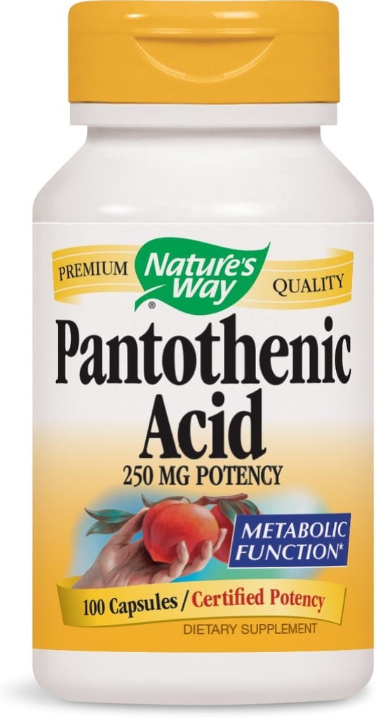 L'acido pantotenico di Via della Natura 250 Milligrams Potency, 100 capsule. Confezione da 3 bottiglie