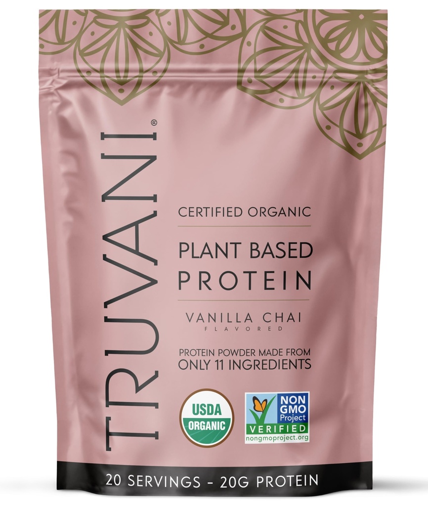 Truvani Vegan Pea Protein Powder | Vanilla Chai | 20g Organic Plant Based Protein | 20 Serve | Keto | Gluten & Dairy Free | Low Carb | No Aggiunto Sugar