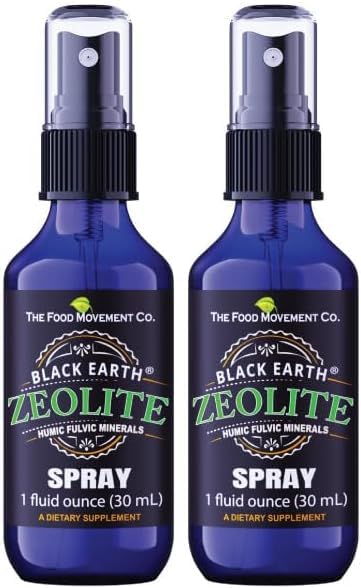 Zeolite di terra nera con acidi Fulvic Humic, minerali di trace, per adulti e bambini Supporta la salute del fegato, il supporto immunitario, la digestione e l'eliminazione e più 1oz liquido pompa spray supplemento (2 pacchetto)
