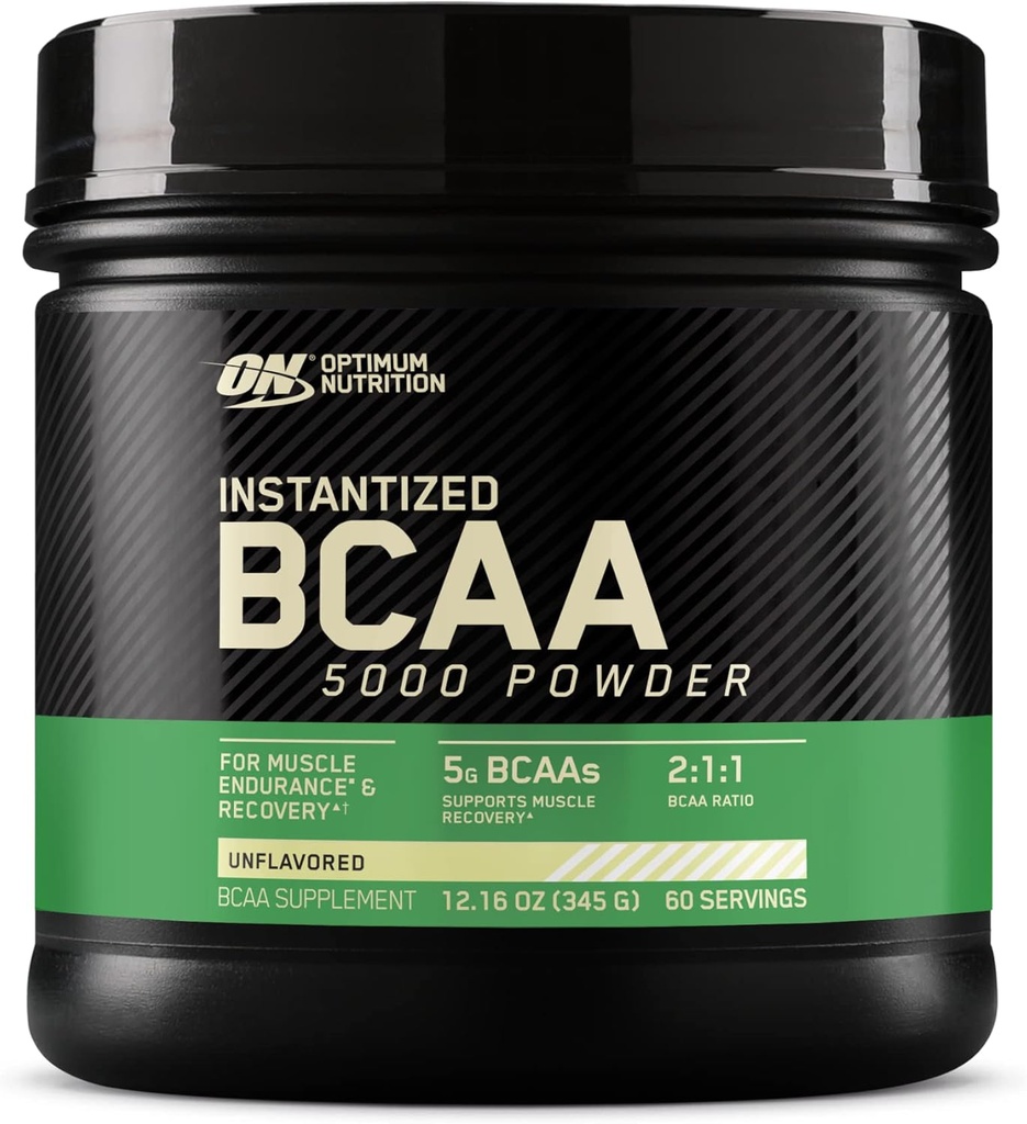 Optimum Nutrition Polvere istantanea BCAA 5000mg, non aromatizzata, Keto Friendly, 60 porzioni