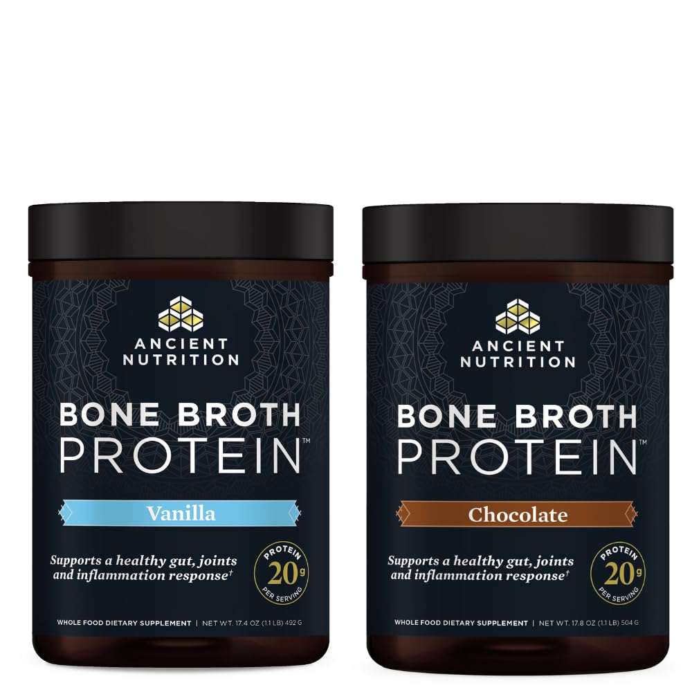 Antica Nutrition Bone Broth Protein Powder, Vanilla, 20 Serve + Bone Broth Protein Powder, Cioccolato, 20 Serve