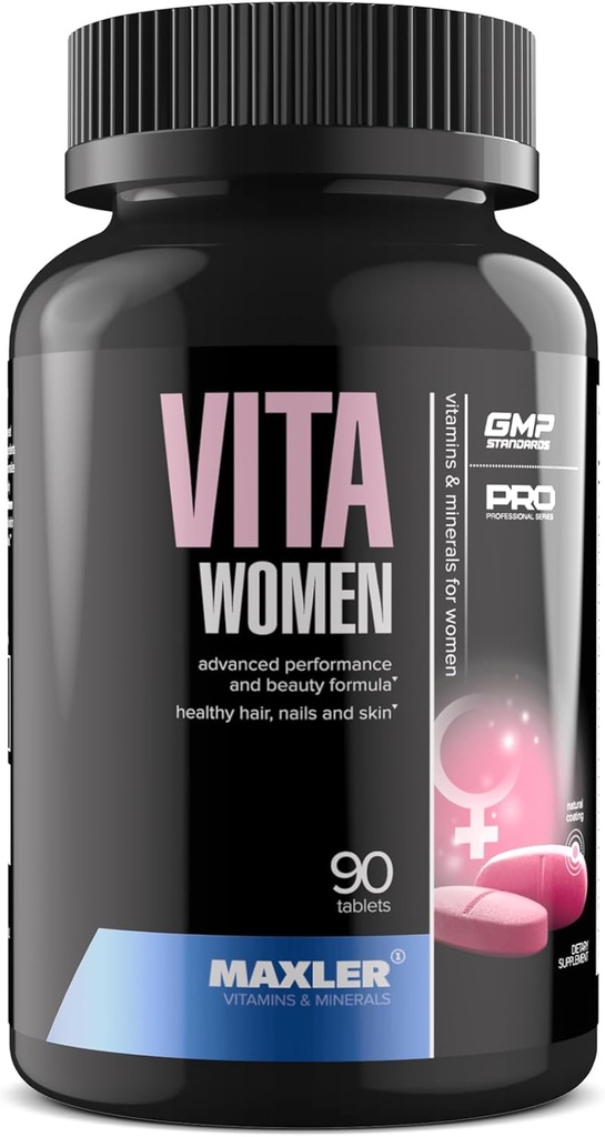Maxler VitaWomen Premium Multivitamina per le donne - Integratori per le donne - Capelli e Vitamine A B C D E K, Omega-3, Biotina, Antiossidanti, Enzimi - 90 compresse