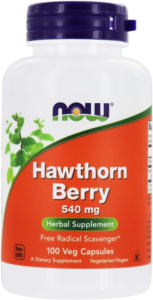 NOW Hawthorn Berry 540mg, 100 capsule di veg (Pack of 4)